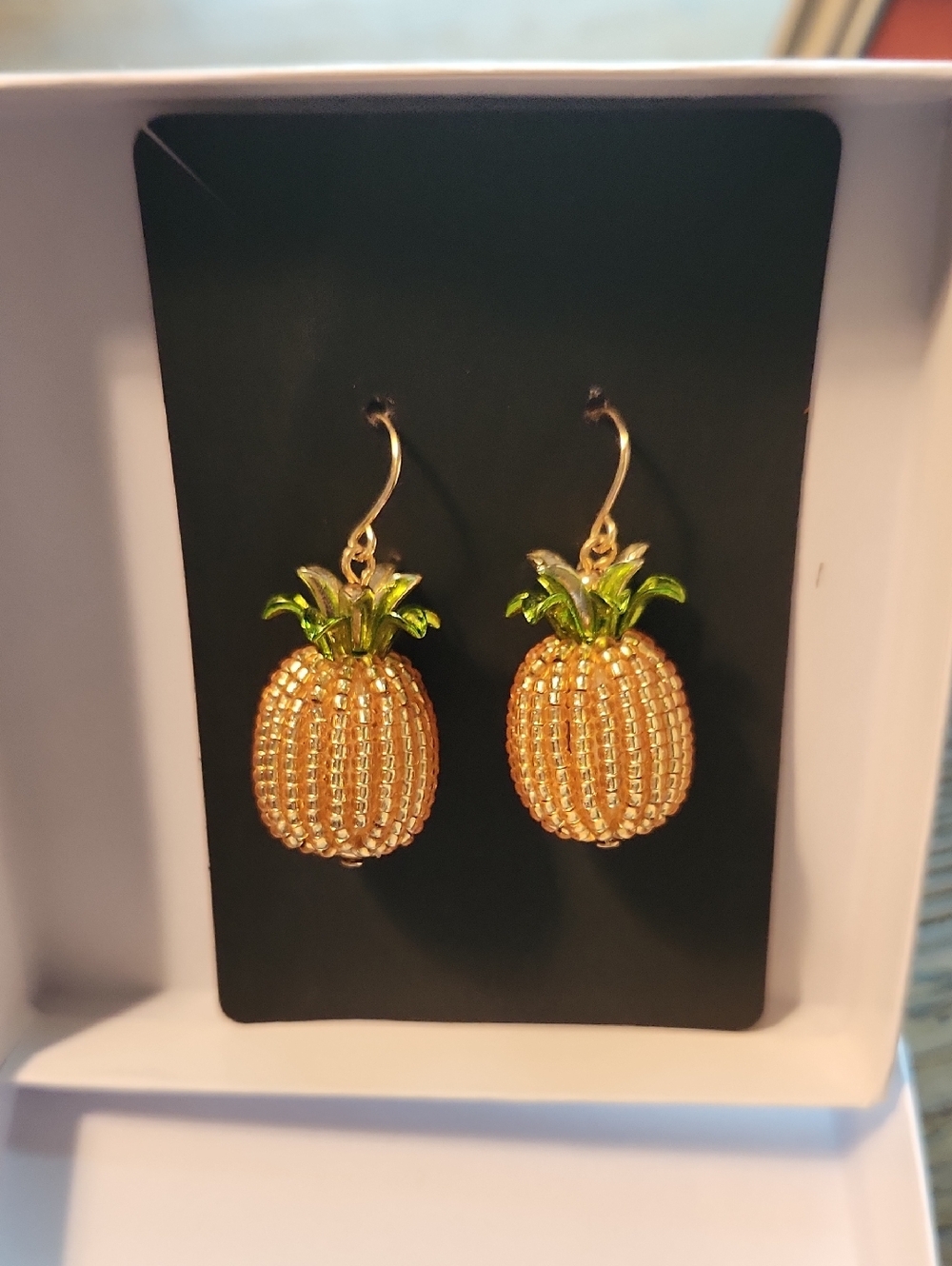 KATE SPADE NY PINEAPPLE DROP DANGLE  EARRINGS 1 3/4 IN DROP